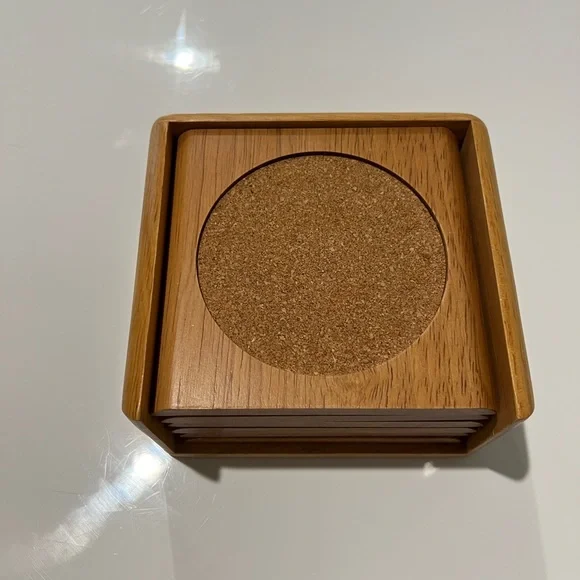 Bohoo Vintage wood coaster set 6 - Picture 3 of 10